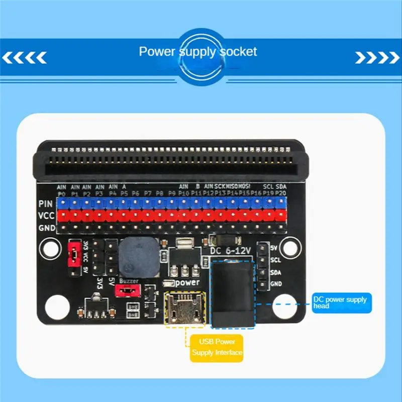 1 PCS For Micro:Bit Expansion Board To 5V Power Supply Io Improvement Board Micro-Bit Adapter Board PCB-AEF7