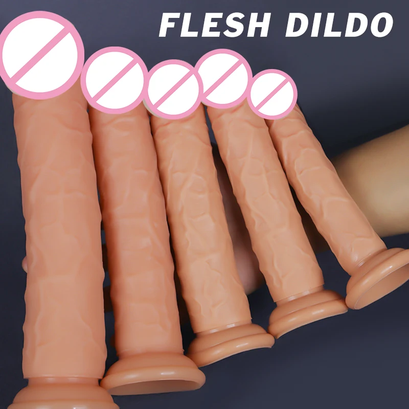 Realistic Flesh-Colored Silicone Dildo with Suction Cup Skin Feeling Big Penis Sex Toy Skin Color Soft Silicone Realistic Dildo