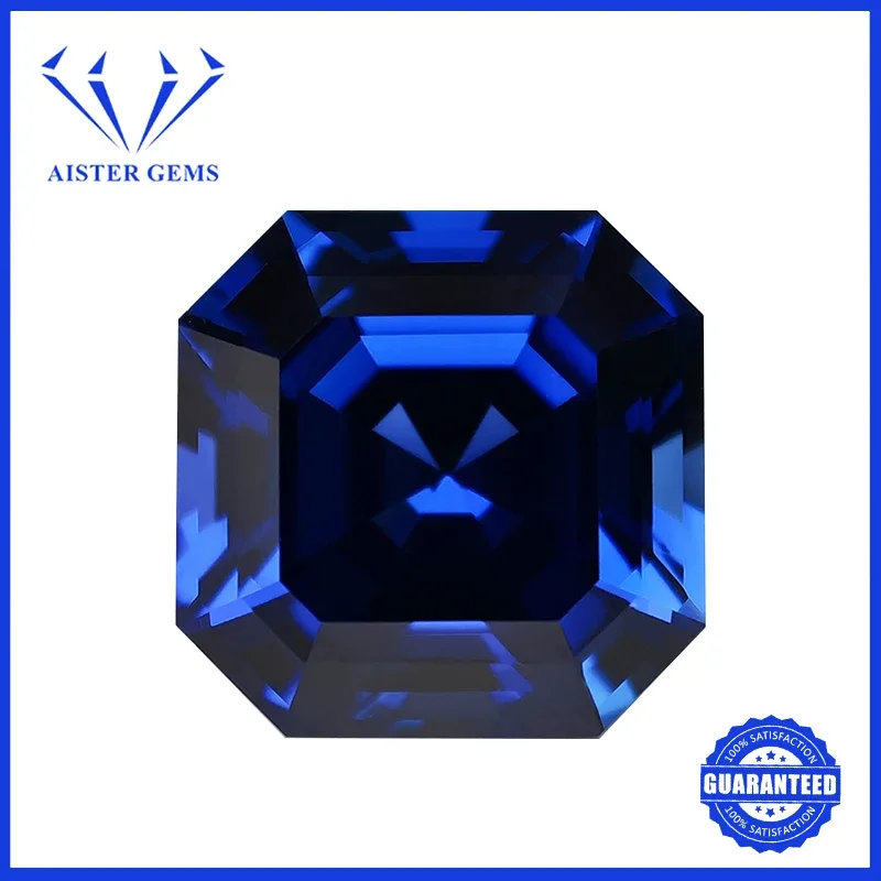 Lab Grown Sapphire Gemstone Asscher Cut Royal Blue Synthetic Sapphire Gems Loose Stone With AGL Certificate