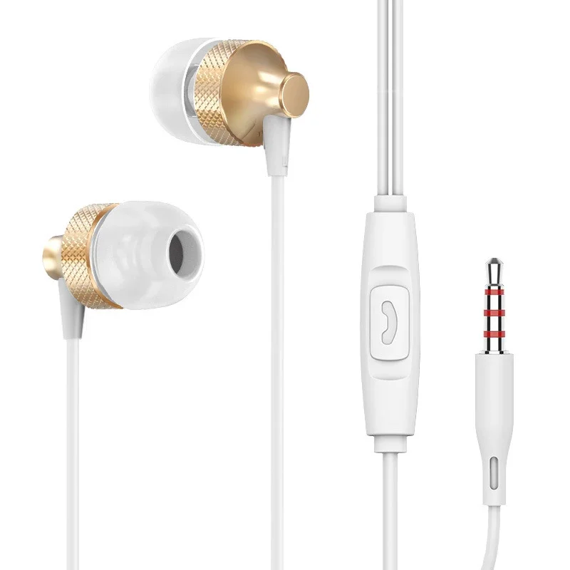 Wired Earphone Stereo Metal In-ear Earphone Heavy Bass Earphones With Wire Control Play/Pause Answer Call 2032 New