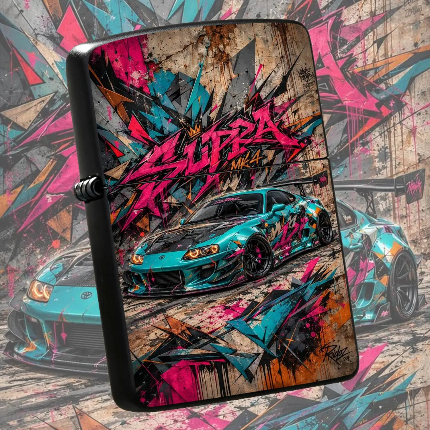 Trendy Graffiti Style Mk4 Themed Portable Lighter, Unique Street Art Coating Fashion Accessory, Ideal For Daily Carrying To Light Scented Candles, Outdoor Bonfires, Birthday Parties, Creative Practical Gift For Car Enthusiasts And Trend Cha