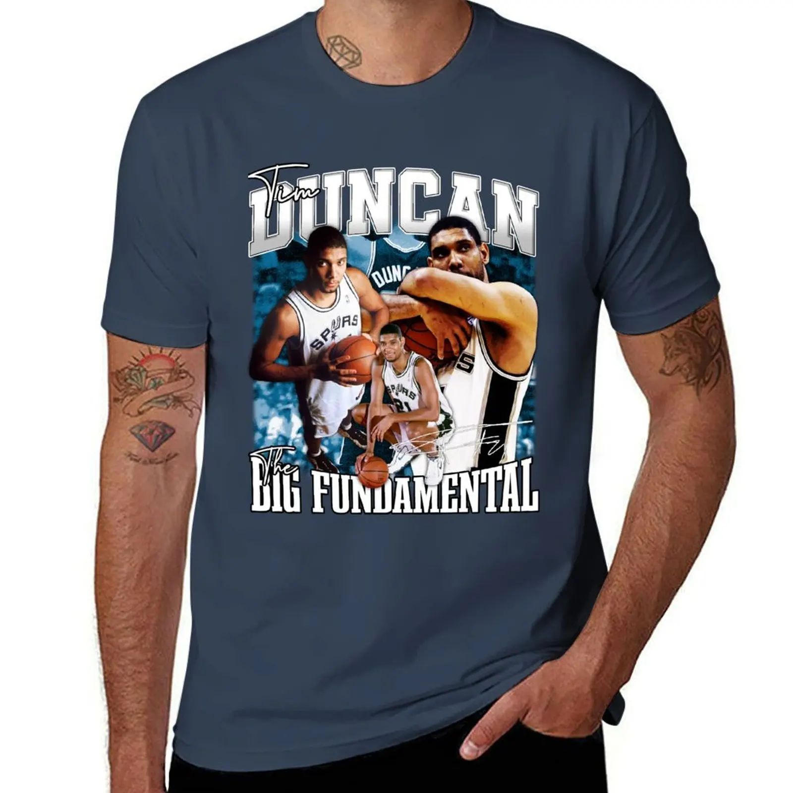 

Vintage Tim Duncan The Big Fundamental Basketball Legend Signature Retro 80s 90s Bootleg Rap Style T-Shirt