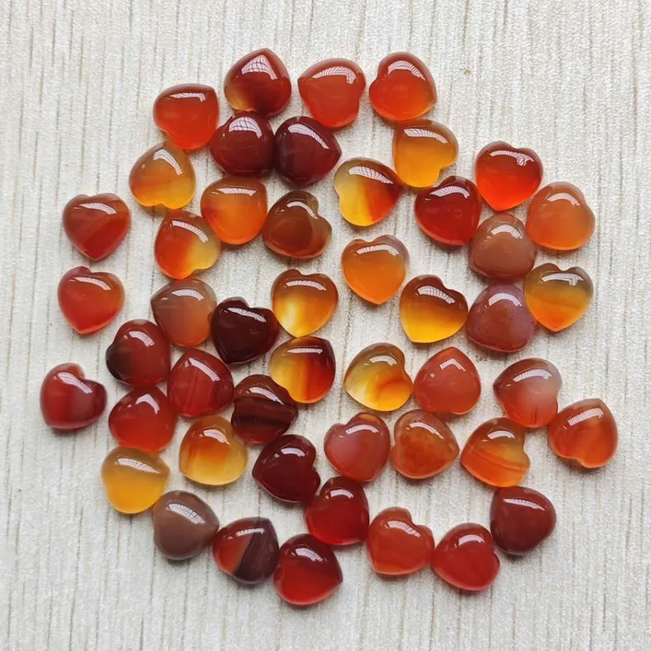 Fashion good quality Assorted natural stone mix heart shape cab cabochons beads for jewelry making 10mm wholesale 50pcs/lot free