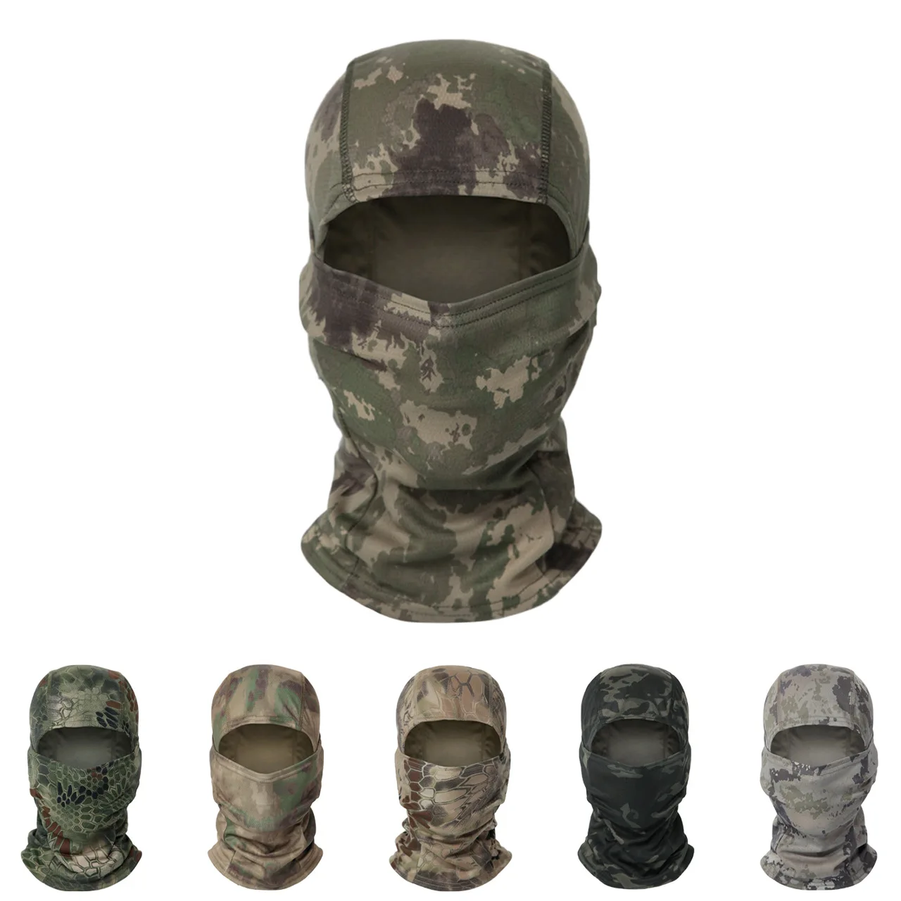 Balaclava Cap, Polyester, Breathable Quick-Dry Full Face Mask, Multi-Use Headwear for Outdoor Activities, Camo Pattern, UV