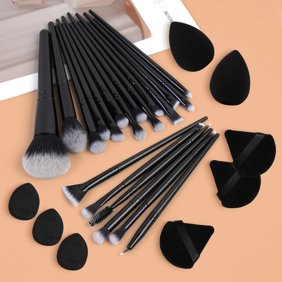 29 stücke Make-up-Tool-Kit 20 stücke Make-up Pinsel + 9 pc Make-up Schwamm Luftkissen Puder Puff Finger Puff Set tragbares Make-up-Tool