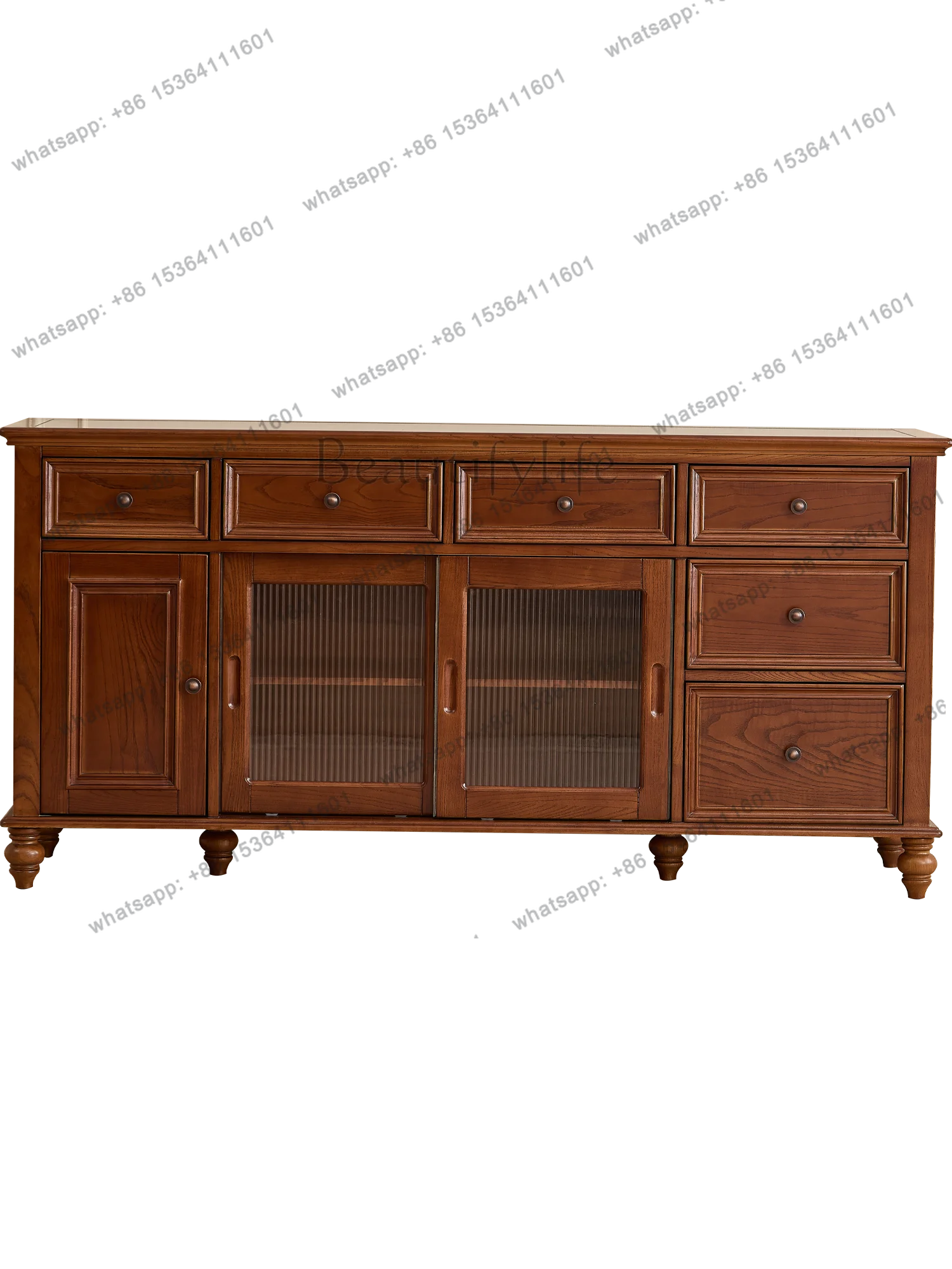 Solid Wood Sideboard Wall-mounted Integrated Modern Minimalist Storage Wine Cabinet Kitchen Organizer Bowl Cabinet