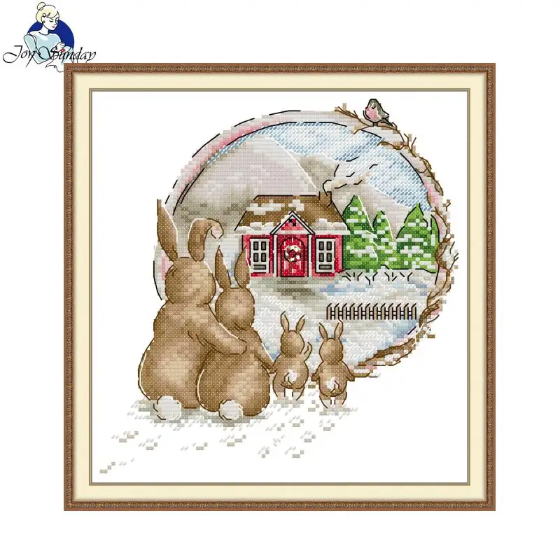 

Новые наборы для вышивания крестиком Joy Sunday: Семья маленьких кроликов, наборы для вышивания на ткани Аида с нанесенным рисунком 16/14/11CT, наборы для рукоделия и творчества своими руками