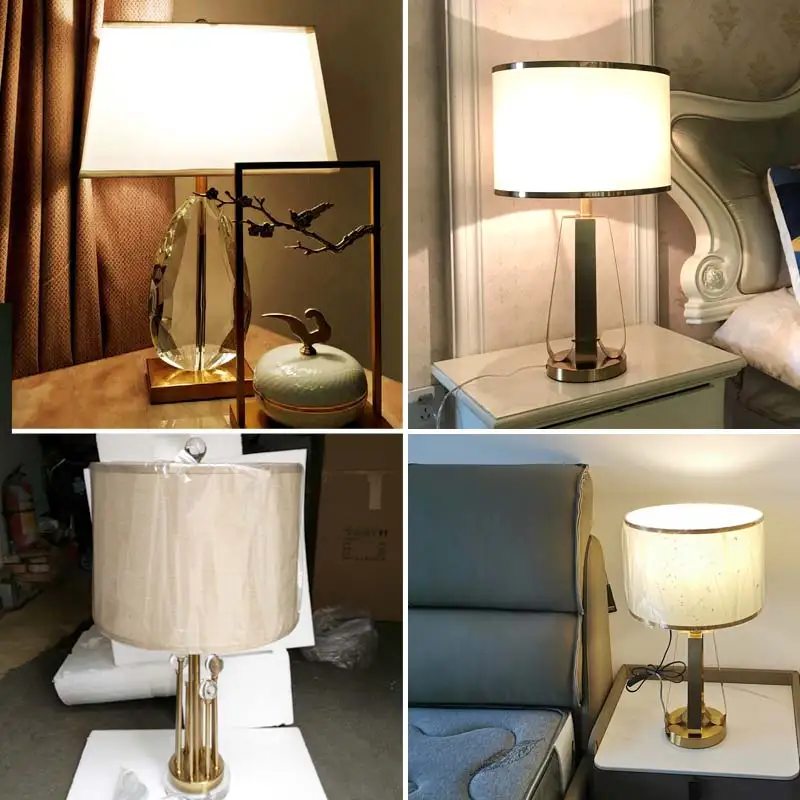 Imagem -06 - Nordic Crystal Led Bedside Table Lamp Home Decor Desk Lamp Sala de Estar Quarto Stand Luminárias Moderno Lampshade de Tecido