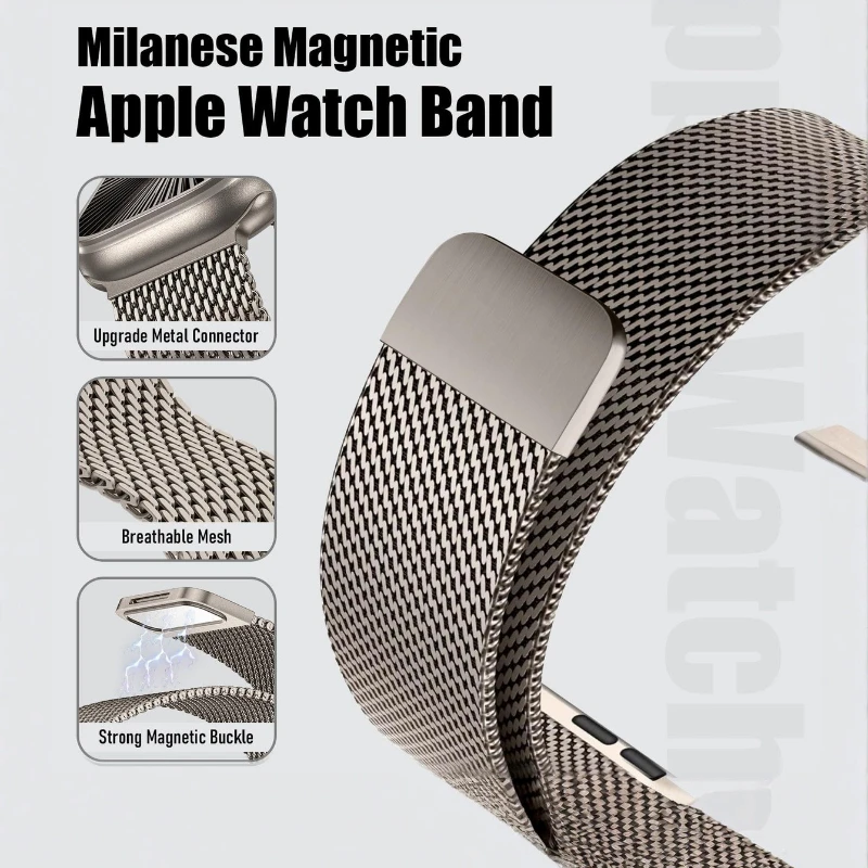 Tali Logam untuk Tali Jam Tangan Apple 49Mm 46 42 44 40 38 41 45Mm Gelang Lingkaran Milan IWatch Seri 10 9 8 Se 7 6 5 4 Ultra 2