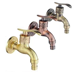 Anituqe Bronze Washing Machine Crane Decorative Outdoor Faucet , Vintage Garden Bibcock Tap Wall Mounted Mop Faucet Brass WF