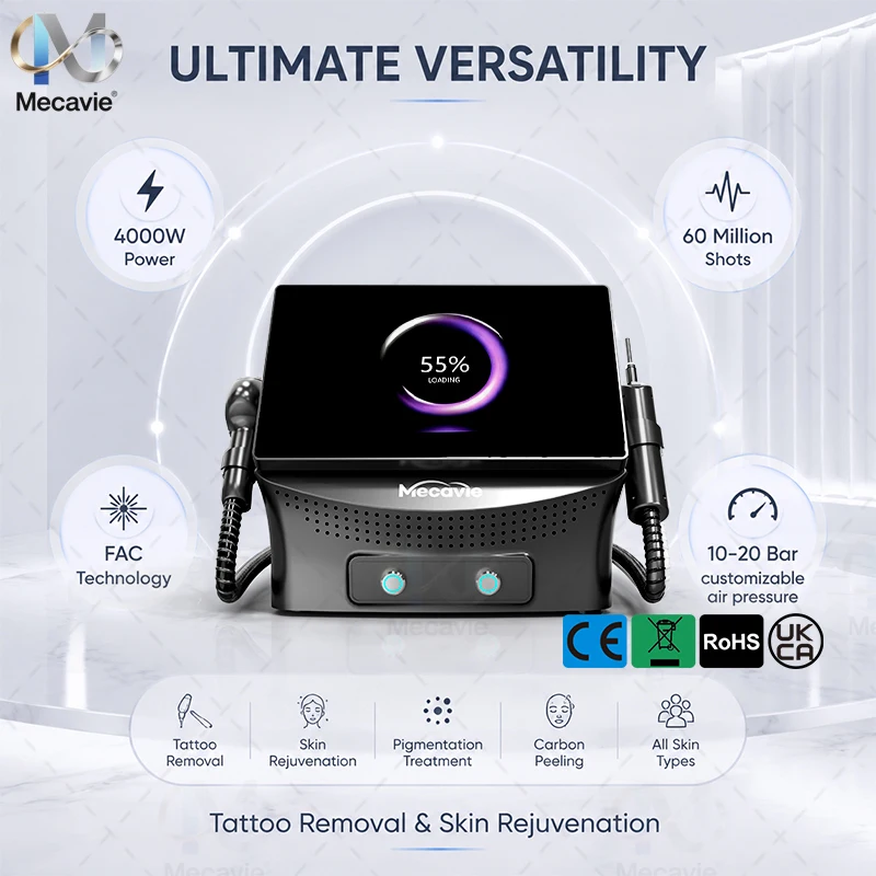 2‑in‑1 Diode Laser Picosecond Beauty Machine 4 Wavelength 4000W Hair Removal Tattoo Eyebrow Removal Redness Acne Marks Face Lift