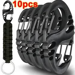 5/10PCS Portable Outdoor Climbing Hook S Type Carabiner Dual Buckle Mini Keychain Outdoor Camping Plastic Steel Climbing Hook