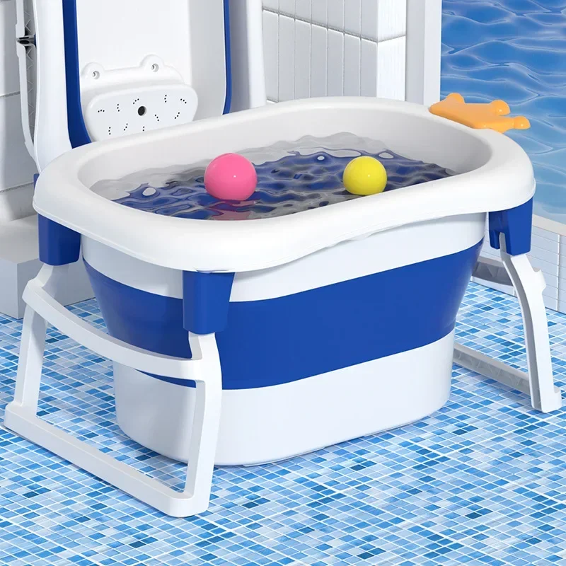 Large Dual-Use Baby Bathtub Convenient Folding Bath Basin Children\'s Stable Load-Bearing Bathroom Barrel