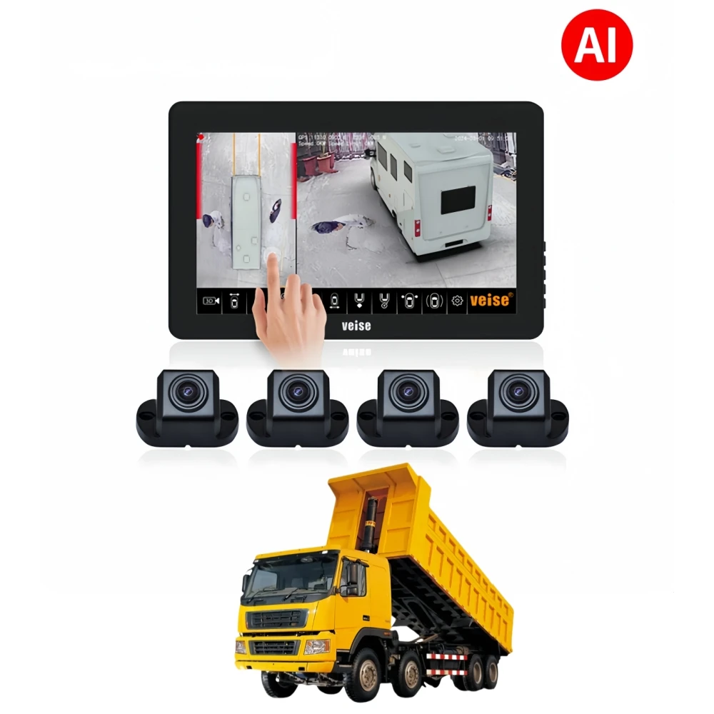Versatile 360 Panoramic HD 1080p 3D Bird's View Camera System With GPS Tracker For Fleet Heavy-duty Truck Logistics Management