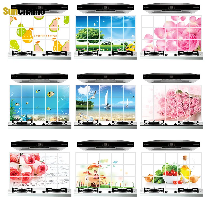 3PC Oilproof Removable Kitchen Mural Vinyl Wall Art Sticker Home Decal DIY Fruit Print Wall Strickers Kitchen Decoration 45*75CM