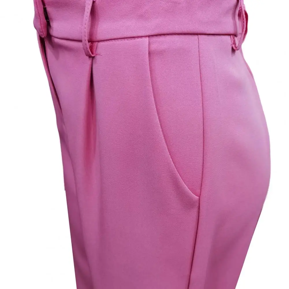 Straight Leg Dress Pants Women’s High Waist Suit Pants with Button Zipper Fly Office Lady Trousers with Pockets Solid Color