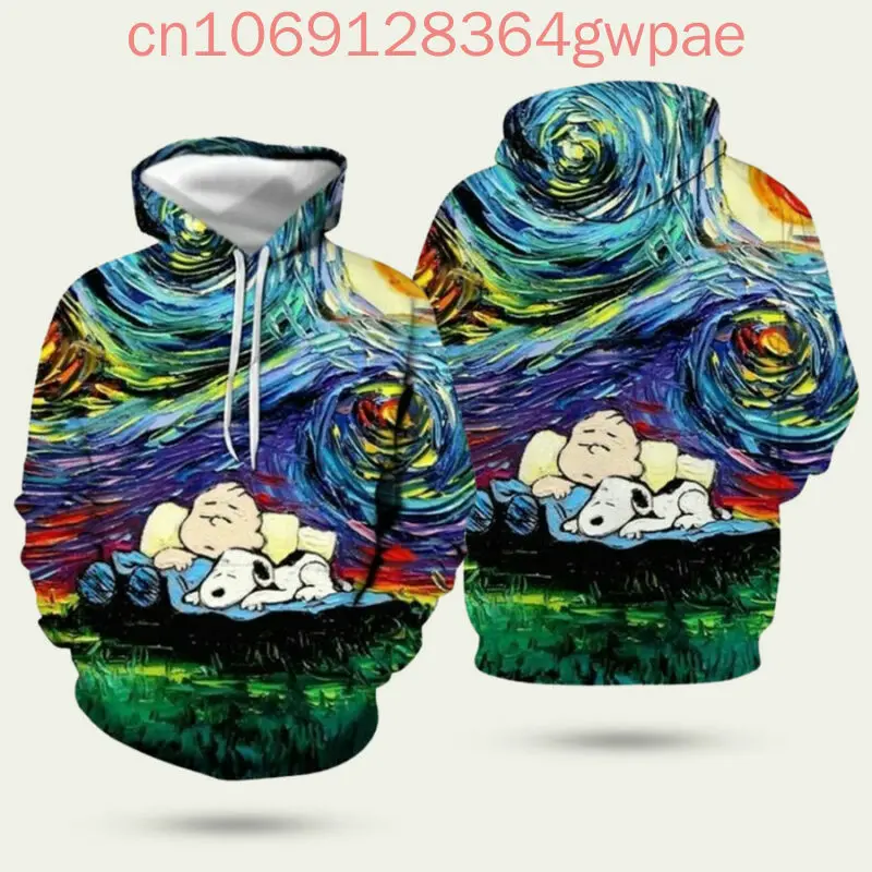 New Snoopy 3D Print Hoodie Men's Women's Zipper Hoodies Cartoon Disney Street Casual Sports Wear Pullover Hoodie Tops