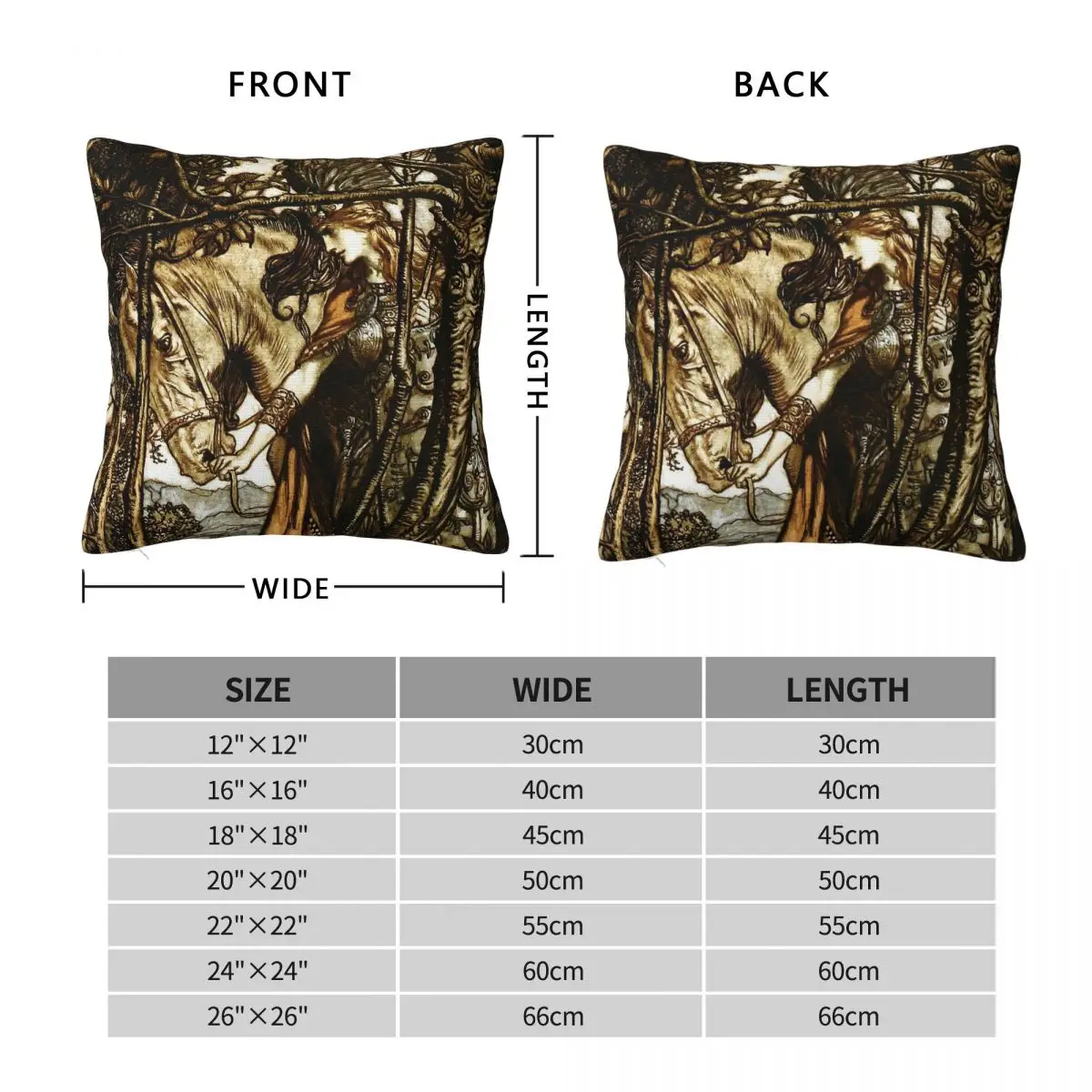Arthur Rackham Rheingold Valkyrie Square Pillowcase Polyester Linen Velvet Decorative Throw Pillow Case Sofa Cushion Cover 18
