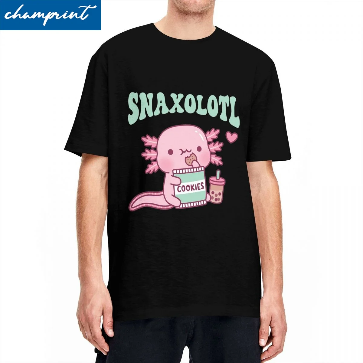 Snaxolotl Snack The Axolotls T-Shirt Men Women Humorous Pure Cotton Tees Crew Neck Short Sleeve T Shirt Plus Size Clothing