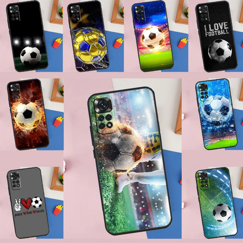 Fire Football Soccer Ball Phone Case For Xiaomi Redmi 10 10C 12C 9C 9T Note 11 Pro 11S 10 Pro 10S 12 8 9 Pro 9S Funda