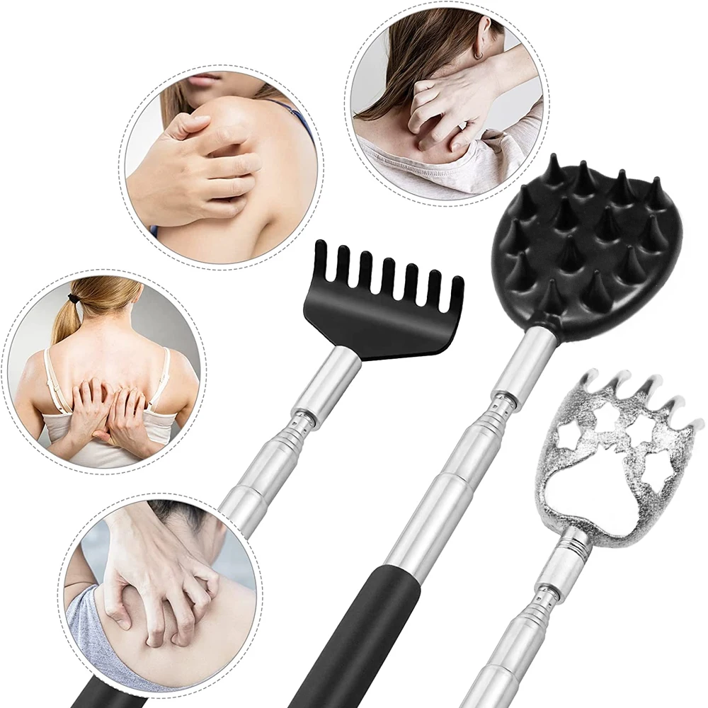 3Pcs/Set Back Scratcher Telescopic Scratching Back Scratcher Massager Kit Scraper Extendable Telescoping Itch Massage Relaxation