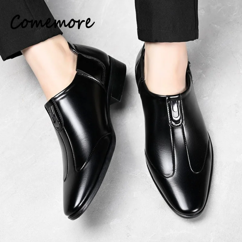 Comemore Men's Soft Leather Dress Shoes Fashion Party Business Work Formal Spring Slip-On Footwears Flats Comfortable Loafers