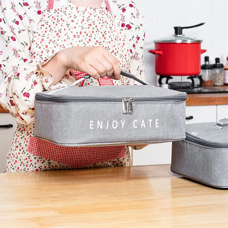 New Handheld Portable Lunch Bag Household Square Cooler Bag Large Capacity Waterproof Oxford Cloth Student Picnic Lunch Bag