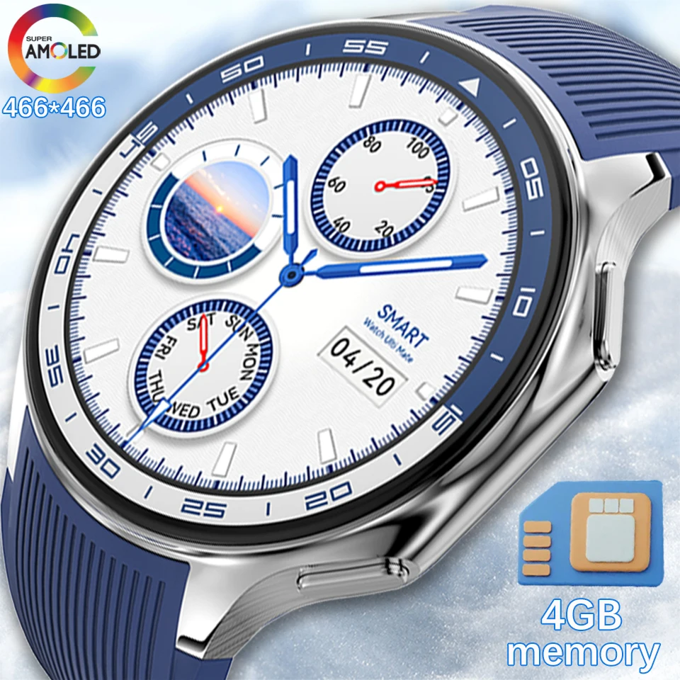 Smart Watch Men's 466*466 AMOLED HD Screen 4GB Memory 3D Surround Vision Watch BT Call IP68 Waterproof Man Smartwatch 2025 New