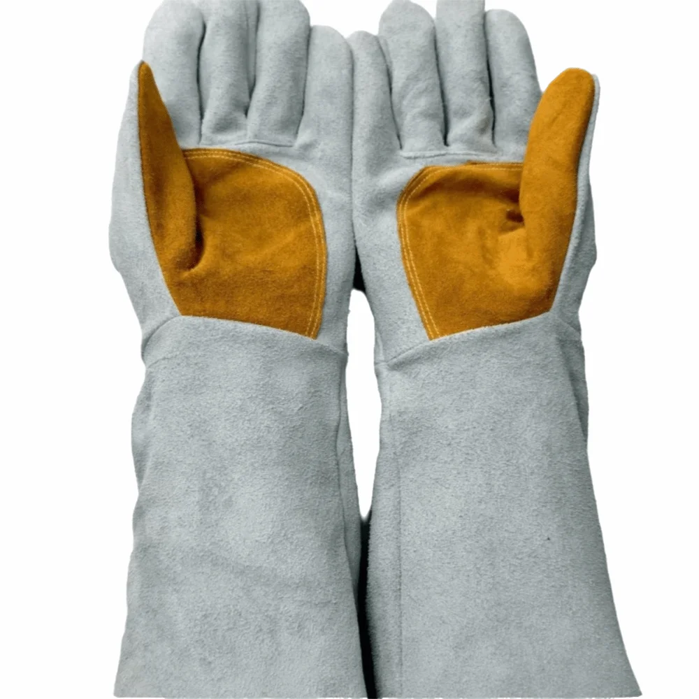 

Soft Leather Heat Resistant Gloves Cowhide Durable Thick Leather Gloves Heat Insulation Long Sleeve Protective Gloves