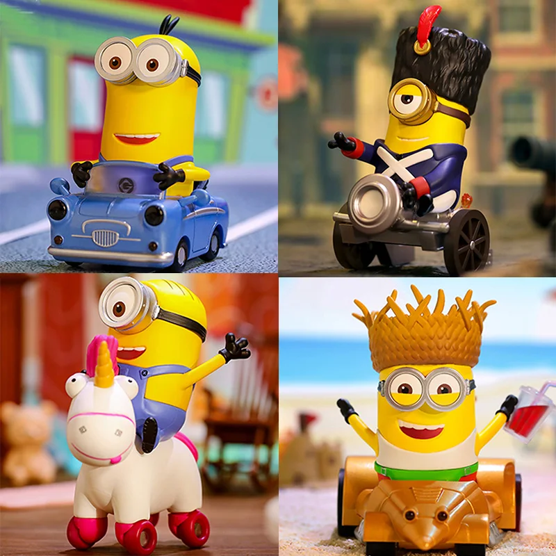 Genuine Miniso Despicable Me4 Minion Mount Series Blind Box Unicorn Convertible Dragon Handmade Ornament Accessories Surrounding