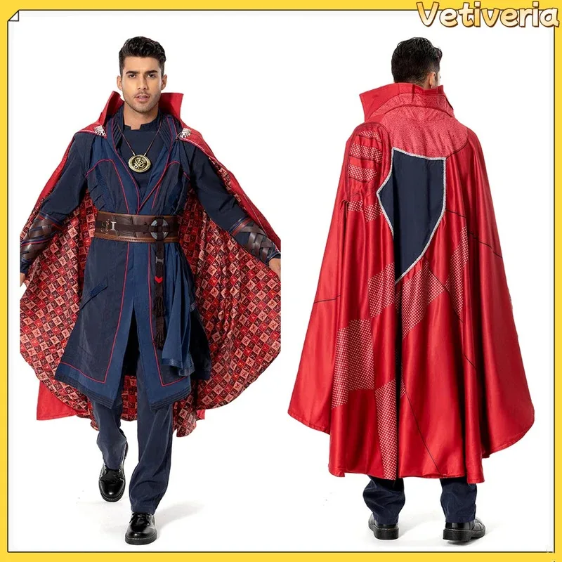 

XT8Male Doctor Cosplay Multiverse of Madnes Costume TV Halloween Fantasy Adult Men Cloak Belt Pants Outfits Disguise Party XT6@!