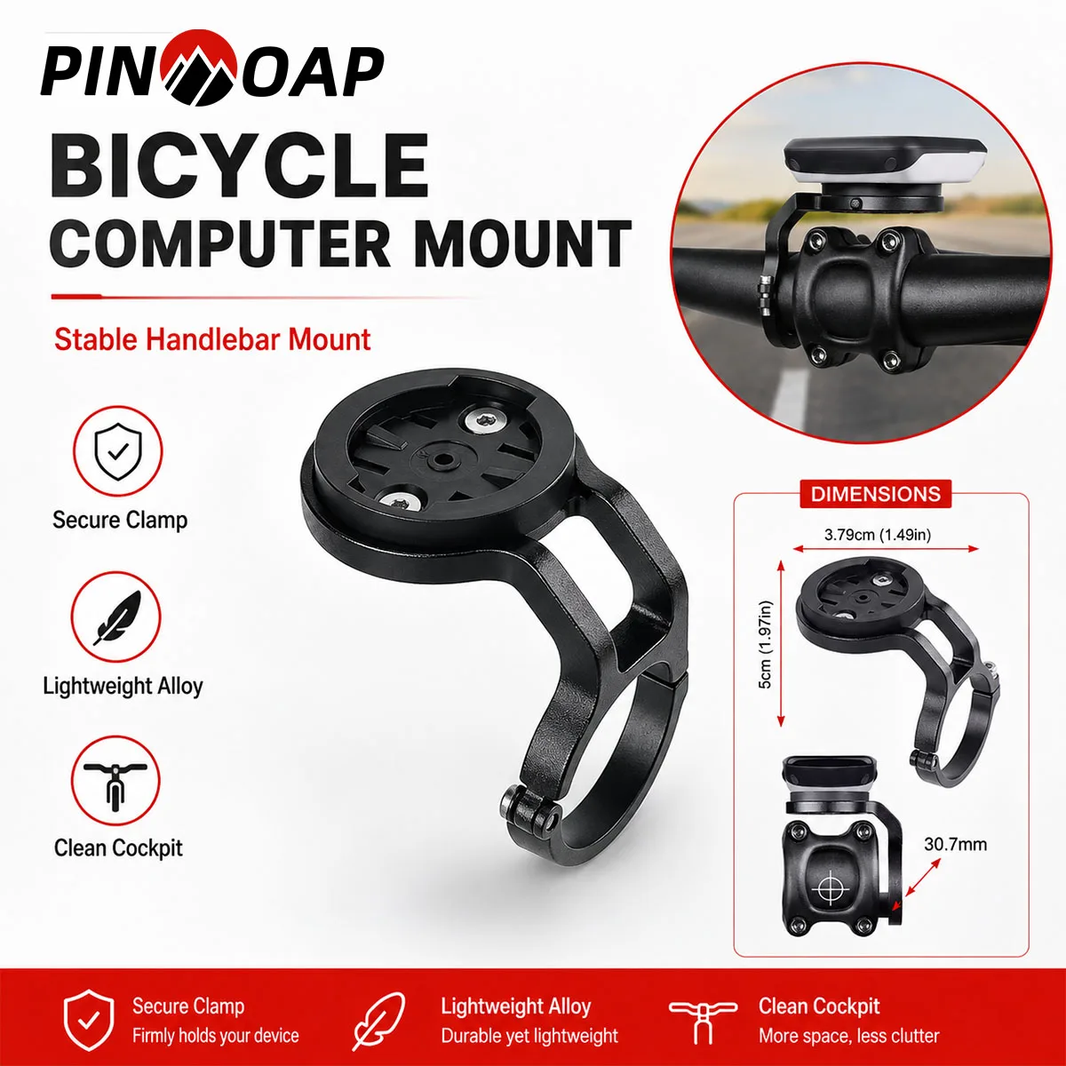 PINMOAP 1PC Bicycle Mount Compact Cycling GPS Holder Handlebar Extension Bracket For Road MTB Stable Easy Install Accessory Pro