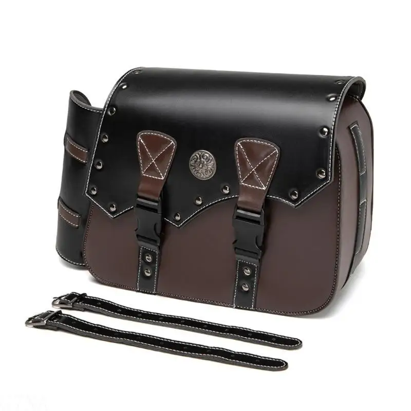 G7NA Klassische Motorrad-Satteltaschen mit verstellbaren Trägern, Konstruktionstasche aus PU-Leder zur sicheren Aufbewahrung des – Detail 10