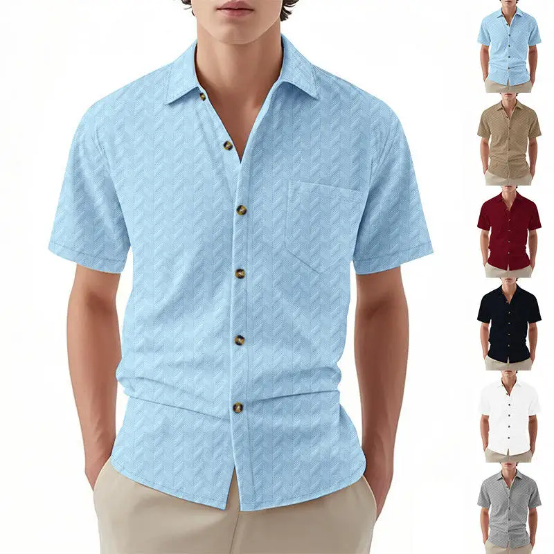 

Men's Casual Short Sleeve Shirt Summer Breathable Slim Fit Comfortable PU Leather Print Easy Care Fashionable QDD56