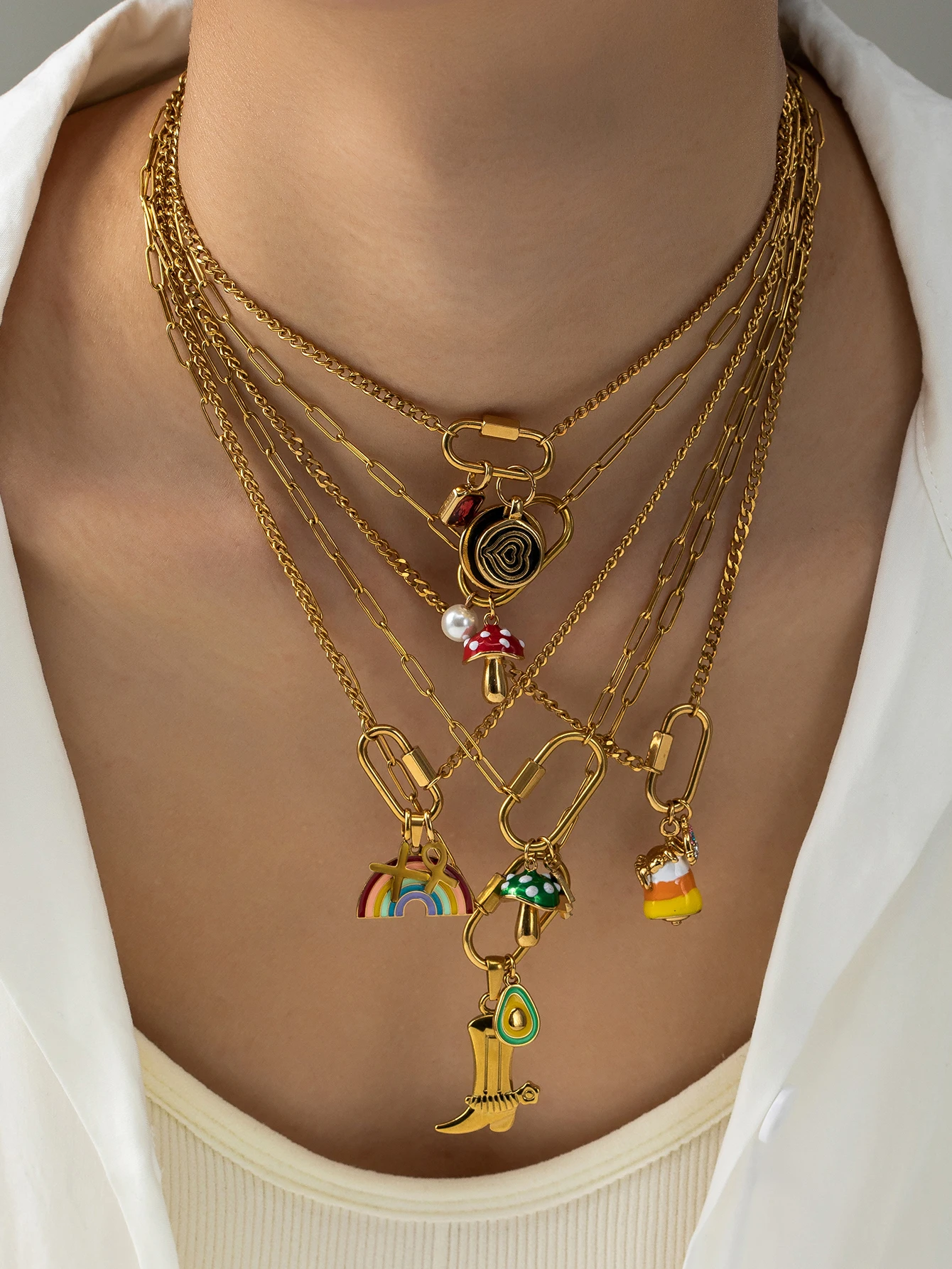 

Sports and leisure style pendant necklace, oval pendant, can be hand DIY matched, fashionable jewelry gift