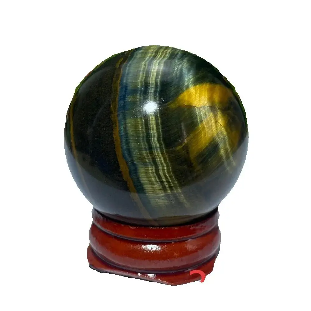 Natural Blue Yellow Tiger Eye Crystal Ball Gem Specimen Reiki Healing Stone for Meditation Spiritual Home Decor