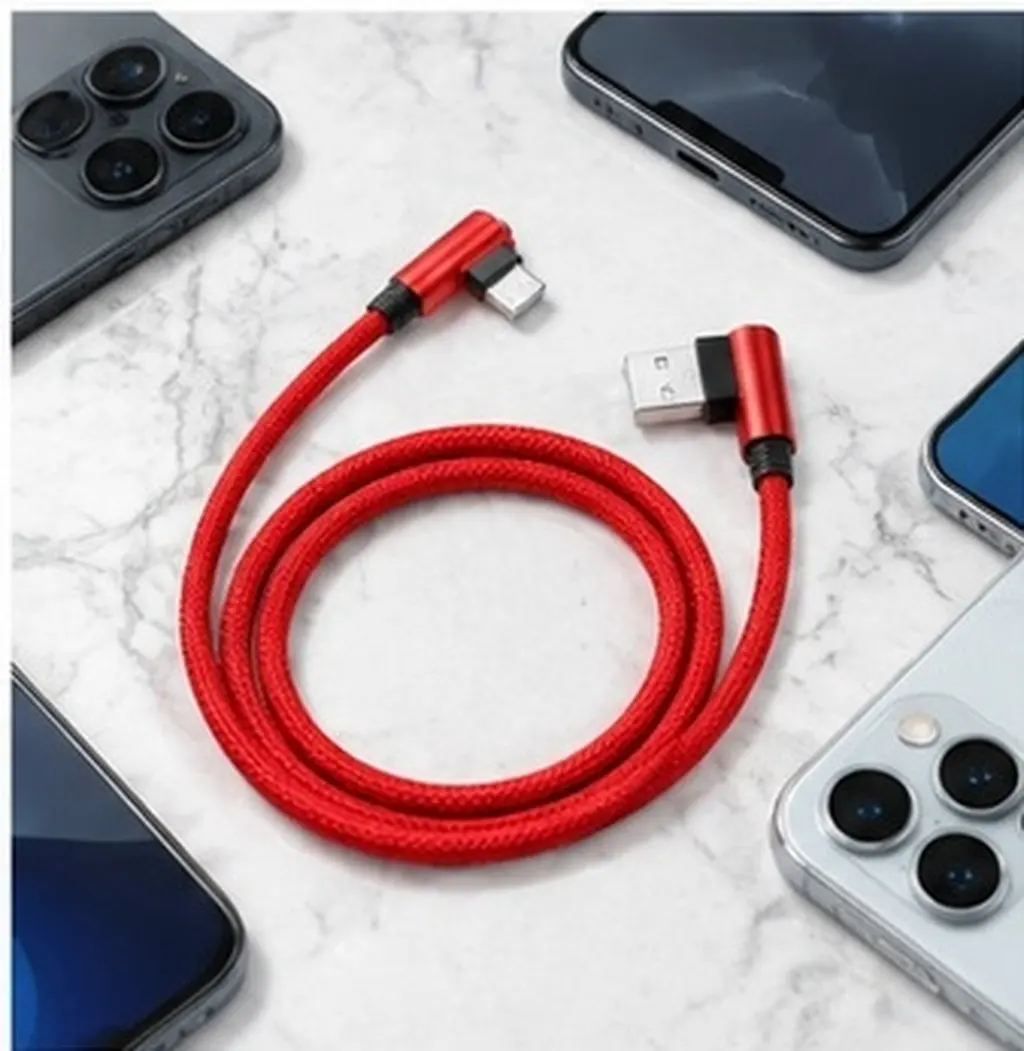 1M Braided 90-Degree USB-C Cable for Fast Charging & Data Sync – Durable Flexible USB Type-C Cord