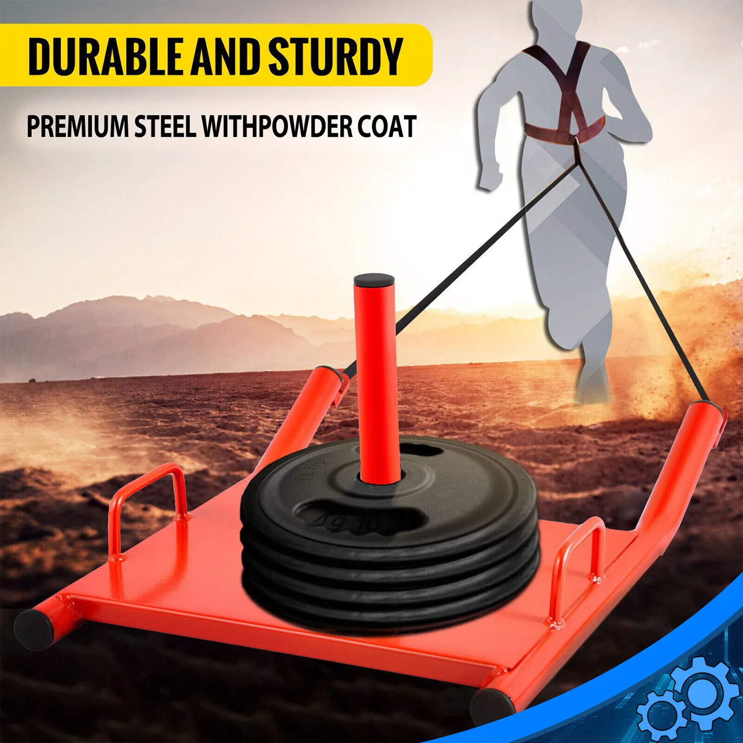 Power Speed Sled Push/Pull Weight Sled Crossfit Football Training HD w/Harness