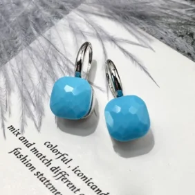 100% 925 Sterling Zilver Snoep Stijl 21 Kleuren Blauw Wit Rood Groen Geel Crystal Drop Earring Voor Vrouwen Fijne Sieraden