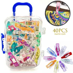 40pcs Creative Suitcase Packaging Strong Splicing Plastic Sewing Clip Sewing Clip Office Clips