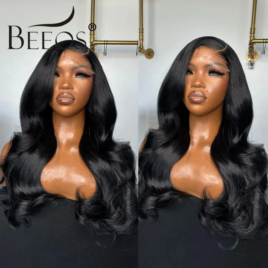 自然な波状のかつら,接着剤なし,透明なレースキャップ付き,漆黒,HD,7x7,32インチ,5x5 6x6,250%