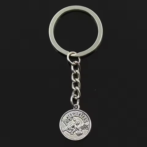 New Fashion Key Ring Car Key Chain Keychain Jewelry Silver Color Zodiac Vigro Aries Cancer Leo Libra Pisces Gemini Vigro Pendant