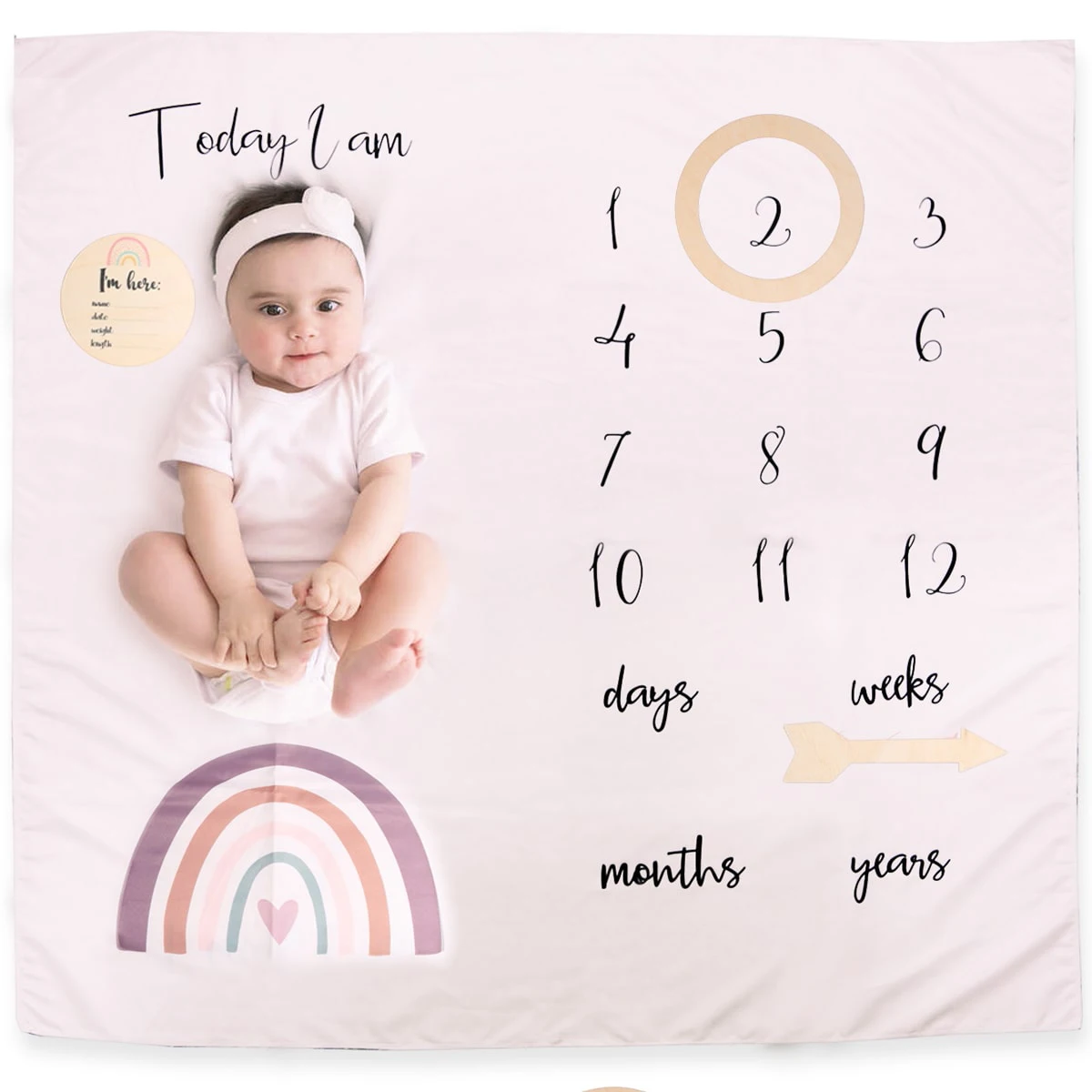 Neugeborenen-Meilenstein-Decken, Baby-Monatswachstums-Souvenirs, Fotohintergrund-Decke für Säuglinge, Passend zu Holzscheiben-Karten