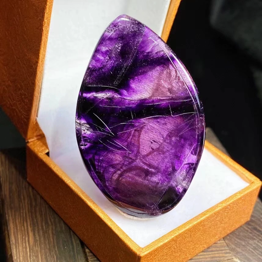 Natural Purple Super Seven 7 Rutilated Pendant 51.6*32.7*10.5mm Bamboo Rutilated Quartz Women Men Necklace AAAAAA