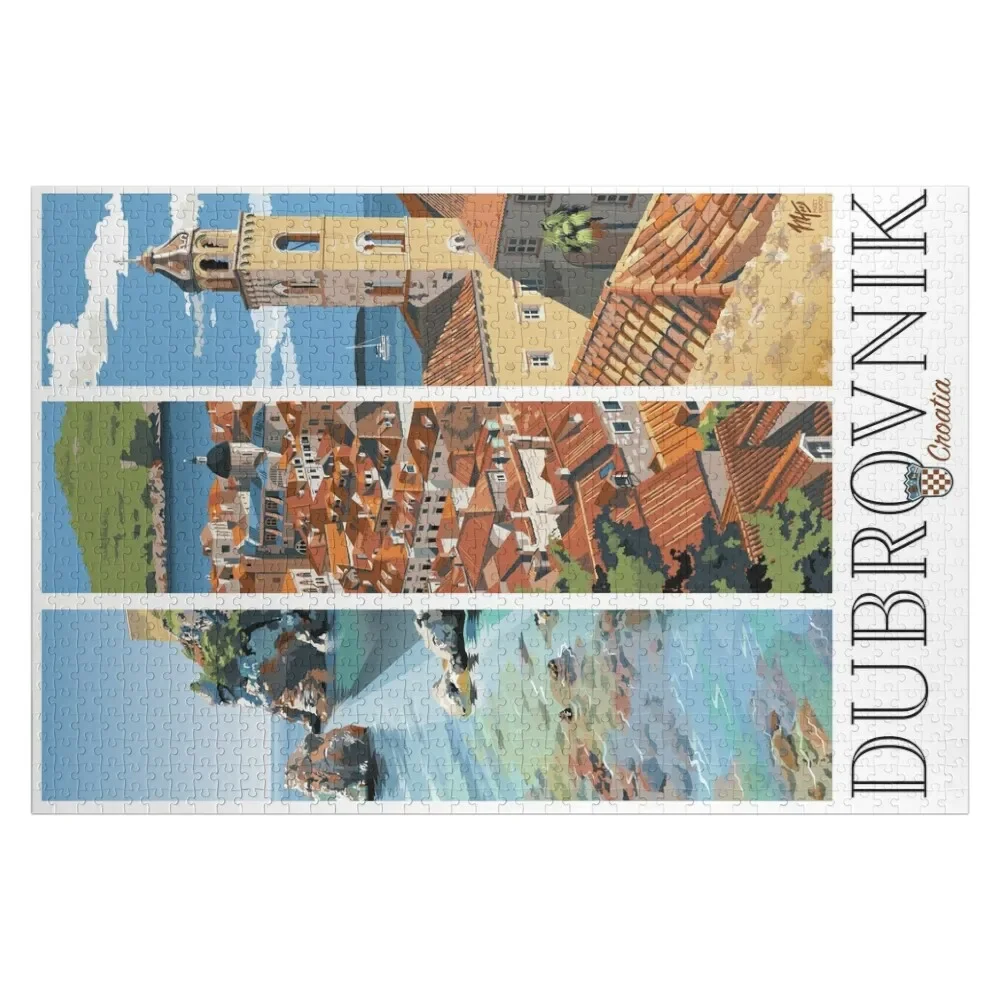 Dubrovnik Reiseplakat-Puzzle, personalisiertes Spielzeug, Holzname, individuell personalisierbar, mit personalisiertem Fotopuzzle