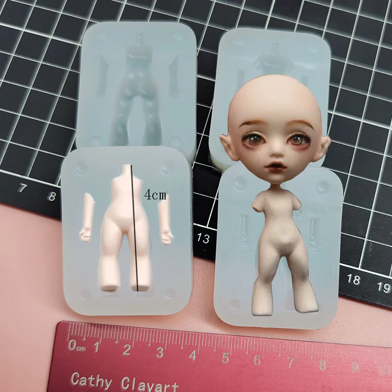 4cm Height Ultra Light Polymer Clay Doll Body Silicone Mold for DIY Crafts Cute Fast-Shaped Ultra Light Clay Doll Mold