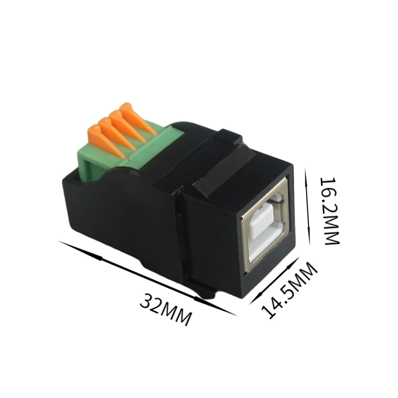 Basis USB-B 5 buah dengan konektor printer terminal, dengan dukungan gesper untuk pemasangan panel dinding, hitam dan putih