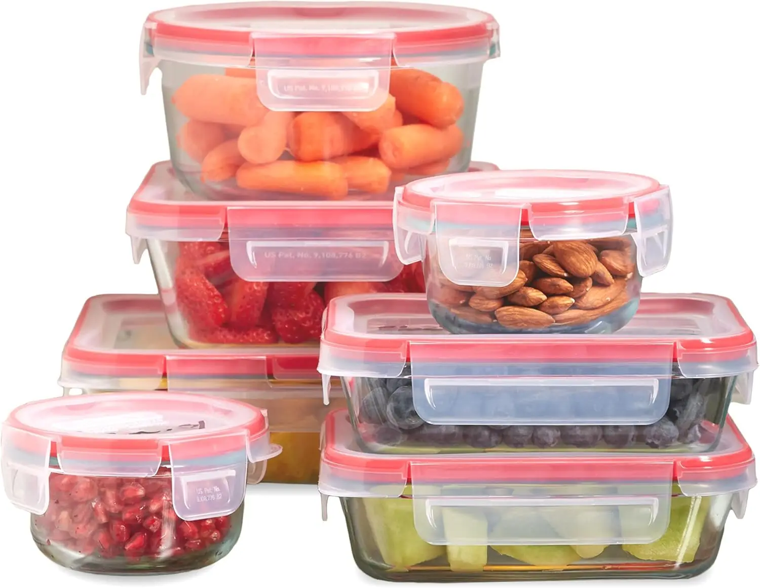 Glass Food Storage Containers Set with Airtight Leakproof Lids, 7-Pack for Meal Prep, Freezer Dishwasher Microwave Safe