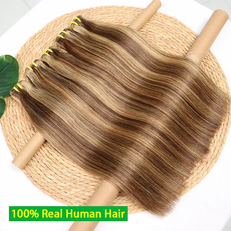 P4/27 تسليط الضوء على حزم مستقيمة غير المجهزة الخام نسج الشعر حزم أومبير العسل البني الملونة حزم الشعر البشري ملحقات 15A