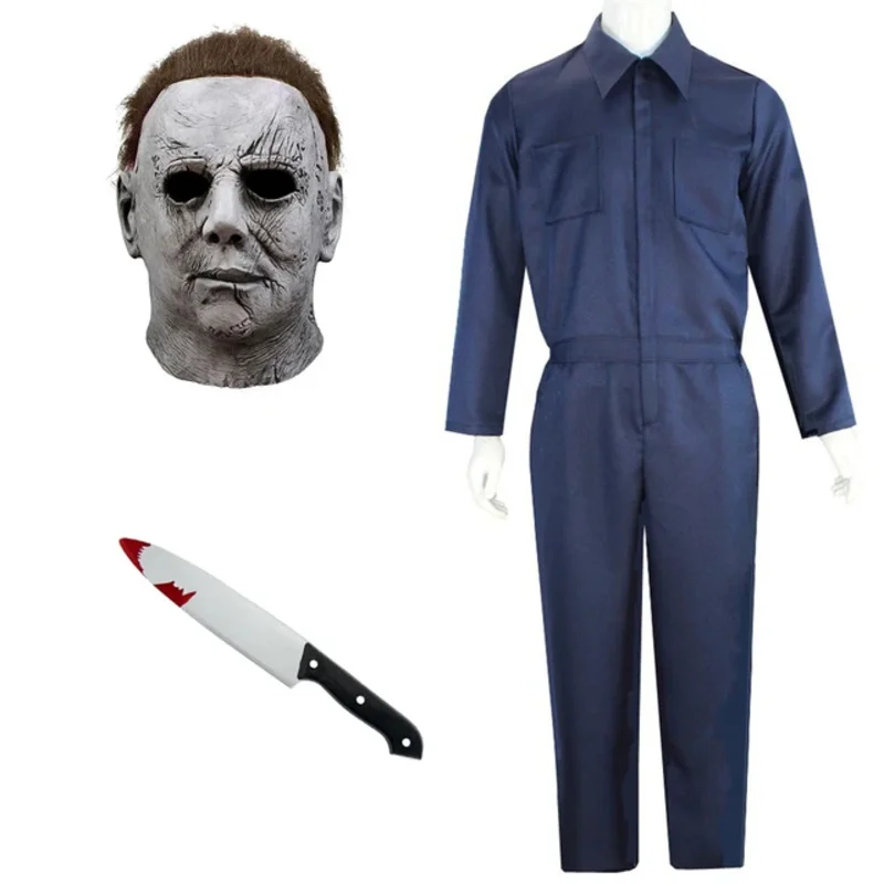 Myers Halloween Cosplay Costume pour hommes et femmes, tenues de Michael, Anime Bloody Killer Cos, combinaison, masque d'horreur, fête, adulte, AA